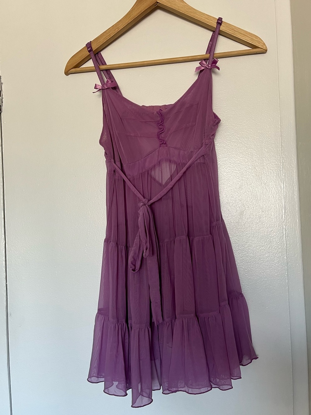Purple fairycore slip dress with tie and bows size small